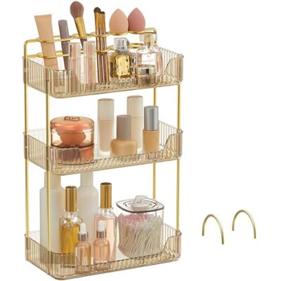 SONGMICS Organisateur de maquillage, 2 types d'accessoires, organisateur de soins de la peau, rectangulaire, personnalisable, porte-bijoux, pour coiffeuse, cadeau SONGMICS Organisateur de maquillage, 2 types d'accessoires, organisateur de soins de la peau, rectangulaire, personnalisable, porte-bijoux, pour coiffeuse, cadeau