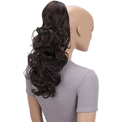CAISHA Postiche 45 cm Extensions De Cheveux En Queue De Cheval Ondulé Fermeture Par Cordon Résistant à La Chaleur Brun Chocolat PH20 CAISHA Postiche 45 cm Extensions De Cheveux En Queue De Cheval Ondulé Fermeture Par Cordon Résistant à La Chaleur Brun Chocolat PH20