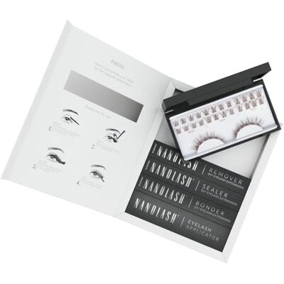 Nanolash Kit de démarrage d'extensions de cils en grappe pour auto-extension maison kit complet pour extensions de cils DIY faux cils en grappe (marron, CLASSY) Nanolash Kit de démarrage d'extensions de cils en grappe pour auto-extension maison kit complet pour extensions de cils DIY faux cils en grappe (marron, CLASSY)