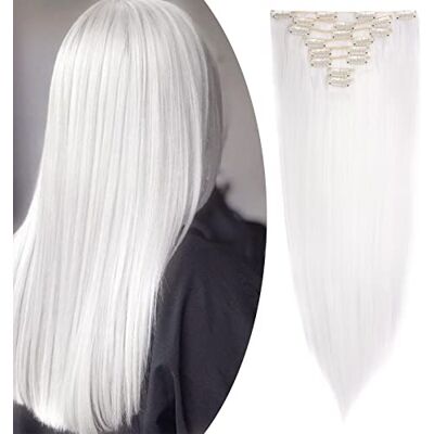 S-noilite Extension a Clip Cheveux Naturel Clip in Hair Extensions Tête Pleine 8 Bandes 18 Clips 66cm Tout Droit Blanc S-noilite Extension a Clip Cheveux Naturel Clip in Hair Extensions Tête Pleine 8 Bandes 18 Clips 66cm Tout Droit Blanc