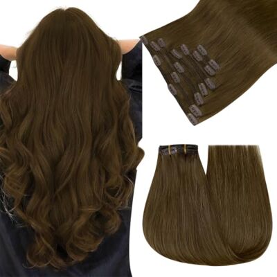 Easyouth Extension a Clip Cheveux Naturel Le Brun Invisible Extension Cheveux Clip de Humain Brun Double Trame Vrais Clip Extension Cheveux Longue 55 cm 120g 7Pcs Easyouth Extension a Clip Cheveux Naturel Le Brun Invisible Extension Cheveux Clip de Humain Brun Double Trame Vrais Clip Extension Cheveux Longue 55 cm 120g 7Pcs