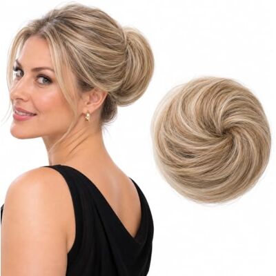 CAISHA Chignon Postiche Natte Hepburn-Bun Choucho Avoir Les Cheveux Relevés Mélange Blond DC17 CAISHA Chignon Postiche Natte Hepburn-Bun Choucho Avoir Les Cheveux Relevés Mélange Blond DC17
