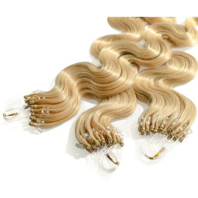 hair2heart 25 x 0.5g Extension cheveux à froid loops 50cm, couleur #20 blond cendré, ondulé hair2heart 25 x 0.5g Extension cheveux à froid loops 50cm, couleur #20 blond cendré, ondulé