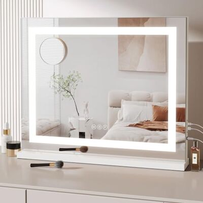 Dripex Miroir Maquillage Lumineux 58x48cm, LED Coiffeuse, Contrôle Tactile, 3 Modes, Luminosité Réglable Dripex Miroir Maquillage Lumineux 58x48cm, LED Coiffeuse, Contrôle Tactile, 3 Modes, Luminosité Réglable