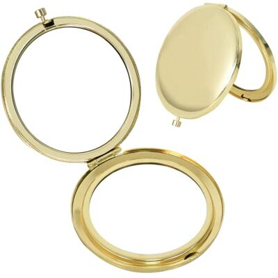 Disnace Mini miroir de poche Pliable Mini miroir de maquillage Double face Pour voyage 65 mm Compact Doré Disnace Mini miroir de poche Pliable Mini miroir de maquillage Double face Pour voyage 65 mm Compact Doré