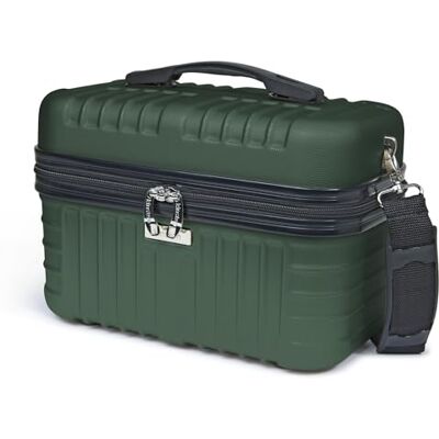 KINSTON Vanity Case Rigide à Bandoulière Trousse de Toilette Voyage Cosmétiques Rigide avec Poignet Organisateur de Voyage Boîte de Rangement Grande capacité Vert Anglais KINSTON Vanity Case Rigide à Bandoulière Trousse de Toilette Voyage Cosmétiques Rigide avec Poignet Organisateur de Voyage Boîte de Rangement Grande capacité Vert Anglais