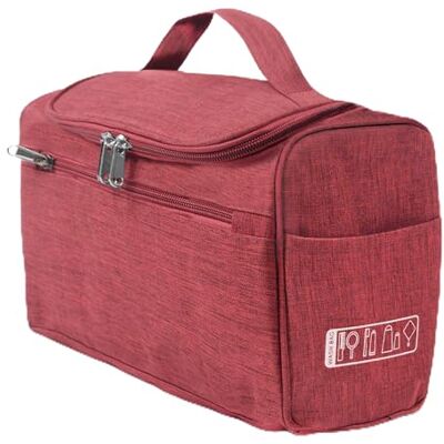 KINSTON Vanity Trousse de Toilette Cosmétiques avec poignée, Organisateur de Voyage à Suspendre Grande capacité Rouge chiné KINSTON Vanity Trousse de Toilette Cosmétiques avec poignée, Organisateur de Voyage à Suspendre Grande capacité Rouge chiné