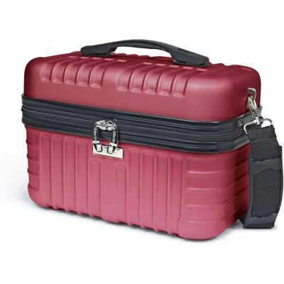KINSTON Vanity Case Rigide à Bandoulière Trousse de Toilette Voyage Cosmétiques Rigide avec Poignet Organisateur de Voyage Boîte de Rangement Grande capacité Bordeaux KINSTON Vanity Case Rigide à Bandoulière Trousse de Toilette Voyage Cosmétiques Rigide avec Poignet Organisateur de Voyage Boîte de Rangement Grande capacité Bordeaux