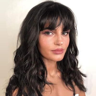 WIGNEE Wigstyle 100% non transformés avec frange Cheveux brésiliens Naturel Wave des Perruques Noir naturel WIGNEE Wigstyle 100% non transformés avec frange Cheveux brésiliens Naturel Wave des Perruques Noir naturel