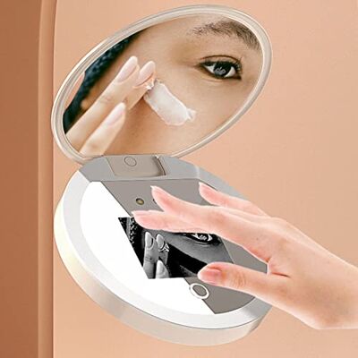 Zunate Miroir UV Compact de Voyage, Miroir de Maquillage éclairé pour Vérifier la Crème Solaire Faciale, Grossissement 2X Miroir éclairé Portable 3,5 Pouces Miroir de Poche Double Face Zunate Miroir UV Compact de Voyage, Miroir de Maquillage éclairé pour Vérifier la Crème Solaire Faciale, Grossissement 2X Miroir éclairé Portable 3,5 Pouces Miroir de Poche Double Face