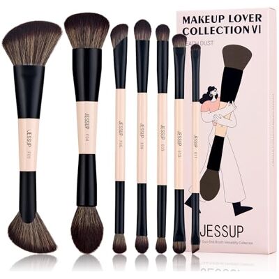 Jessup Pinceaux Maquillages Double Embout 14 en 7 Pinceaux Maquillage Double Face pour Fond de Teint,Mélange,Rougir,Fard à paupières,Contour, Poudre Visage Pinceau Yeux Maquillage Peach Dust T600 Jessup Pinceaux Maquillages Double Embout 14 en 7 Pinceaux Maquillage Double Face pour Fond de Teint,Mélange,Rougir,Fard à paupières,Contour, Poudre Visage Pinceau Yeux Maquillage Peach Dust T600