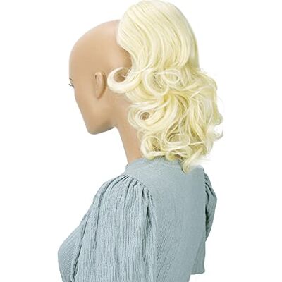 CAISHA Postiche De 30 cm Extensions De Cheveux Queue De Cheval Volumineuses Ondulé Fermeture Par Cordon Blond Platine PH3a CAISHA Postiche De 30 cm Extensions De Cheveux Queue De Cheval Volumineuses Ondulé Fermeture Par Cordon Blond Platine PH3a