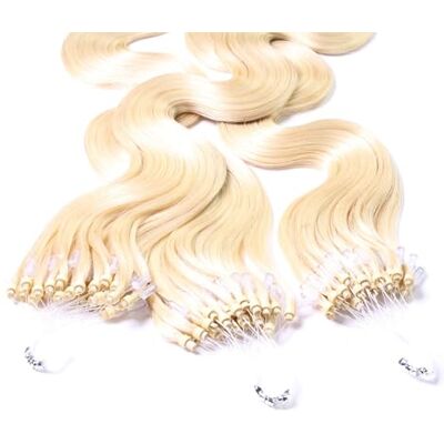 hair2heart Lot de 25 mèches de cheveux humains ondulés à micro-anneaux 1 g 50 cm 10/0 Blond clair clair hair2heart Lot de 25 mèches de cheveux humains ondulés à micro-anneaux 1 g 50 cm 10/0 Blond clair clair