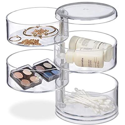 Relaxdays Organisateur cosmétique avec 4 compartiments rotatifs, kit de maquillage pour rouge à lèvres, etc. Tour cosmétique acrylique transparent Relaxdays Organisateur cosmétique avec 4 compartiments rotatifs, kit de maquillage pour rouge à lèvres, etc. Tour cosmétique acrylique transparent