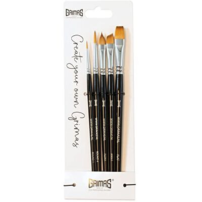 GRIMAS Lot de 5 pinceaux de maquillage professionnels avec 5 pinceaux synthétiques, parfaits pour la peinture du visage, le maquillage des enfants et bien plus encore GRIMAS Lot de 5 pinceaux de maquillage professionnels avec 5 pinceaux synthétiques, parfaits pour la peinture du visage, le maquillage des enfants et bien plus encore