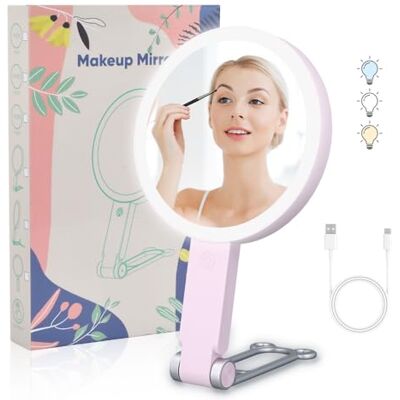 Mapille Miroir Grossissant Lumineux 20X/1X avec 64LED Double Face Rechargeable Pliable Éclairant pour Maquillage, Salle de Bain, Voyage, Bureau Cadeau (10X Rose) Mapille Miroir Grossissant Lumineux 20X/1X avec 64LED Double Face Rechargeable Pliable Éclairant pour Maquillage, Salle de Bain, Voyage, Bureau Cadeau (10X Rose)