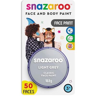 Snazaroo Peinture Pour Visage et le Corps, Maquillage Pour Visage et Déguisement, Pour Enfants et Adults,Fard Blister 18 ML, Couleur Gris Clair Snazaroo Peinture Pour Visage et le Corps, Maquillage Pour Visage et Déguisement, Pour Enfants et Adults,Fard Blister 18 ML, Couleur Gris Clair