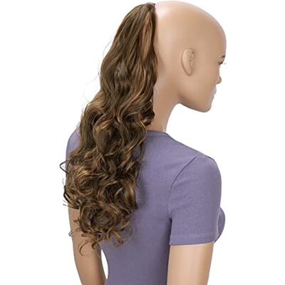 CAISHA 50cm Postiche Natte Queue De Cheval Extensions Avec 2 Bandes De Cheveux Bouclés Mélange Brun HC27-1 CAISHA 50cm Postiche Natte Queue De Cheval Extensions Avec 2 Bandes De Cheveux Bouclés Mélange Brun HC27-1