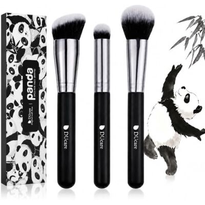 DUcare Lot de 3 pinceaux de maquillage pour fond de teint, contour, poudre anti-cernes, fard à joues, kabuki de voyage, estompage liquide, noir DUcare Lot de 3 pinceaux de maquillage pour fond de teint, contour, poudre anti-cernes, fard à joues, kabuki de voyage, estompage liquide, noir
