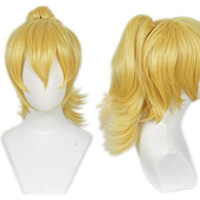 Linfairy Perruque courte blonde avec queue de cheval pour femme Linfairy Perruque courte blonde avec queue de cheval pour femme