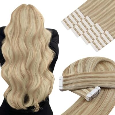 YoungSee Bande Adhesive Extension Blond 18 Pouces Extension Adhesive Cheveux Naturel Blonde 20pcs 50g Highlight Blond Cendré avec Blond Décoloré Extension Cheveux Humain Adhesive YoungSee Bande Adhesive Extension Blond 18 Pouces Extension Adhesive Cheveux Naturel Blonde 20pcs 50g Highlight Blond Cendré avec Blond Décoloré Extension Cheveux Humain Adhesive