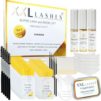 XXL Lashes Super Lash and Brow Lift Set 6.0, rehaussement des cils et sourcils, avec 20 sachets protégés par l'oxygène, durée de conservation plus longue, temps d'exposition court, incl manuel, 56 pcs XXL Lashes Super Lash and Brow Lift Set 6.0, rehaussement des cils et sourcils, avec 20 sachets protégés par l'oxygène, durée de conservation plus longue, temps d'exposition court, incl manuel, 56 pcs