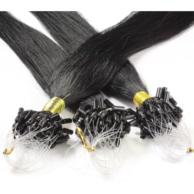 hair2heart 25 x 1g Extension cheveux à froid loops 60cm, couleur #1 Noir foncé, lisse hair2heart 25 x 1g Extension cheveux à froid loops 60cm, couleur #1 Noir foncé, lisse