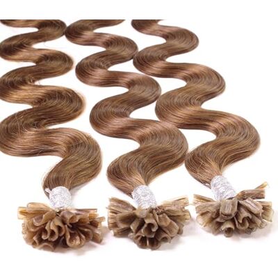 hair2heart 25 x 0.5g extensions cheveux keratine à chaud 40cm, couleur #8 Noisette, ondulé hair2heart 25 x 0.5g extensions cheveux keratine à chaud 40cm, couleur #8 Noisette, ondulé