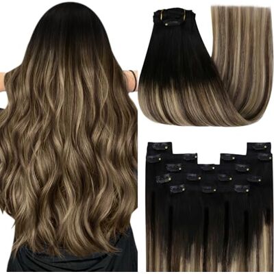 YoungSee Extension Cheveux Naturel Clip Extension a Clip Cheveux Nature Extension Clip Vrai Cheveux Extension a Clip Cheveux Humain Ombre Noir à Brun Fonce avec Blond 7pcs 35 Cm YoungSee Extension Cheveux Naturel Clip Extension a Clip Cheveux Nature Extension Clip Vrai Cheveux Extension a Clip Cheveux Humain Ombre Noir à Brun Fonce avec Blond 7pcs 35 Cm
