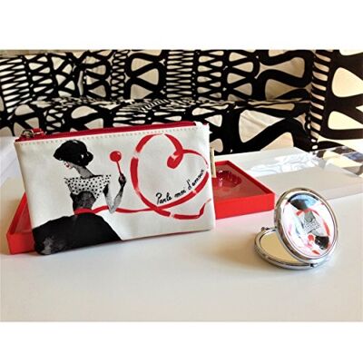 BARBACADO miroir de sac et pochette maquillage,cadeau d'amour, Cadeau Saint Valentin, cadeau femme,love, Multicolore BARBACADO miroir de sac et pochette maquillage,cadeau d'amour, Cadeau Saint Valentin, cadeau femme,love, Multicolore