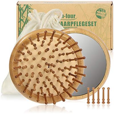 com-four ® Ensemble de soins capillaires haut de gamme 2 pièces, brosse à cheveux démêlante en bambou et petit miroir de coiffure, contre les cheveux emmêlés (2 parties Pinceau Tangle + miroir) com-four ® Ensemble de soins capillaires haut de gamme 2 pièces, brosse à cheveux démêlante en bambou et petit miroir de coiffure, contre les cheveux emmêlés (2 parties Pinceau Tangle + miroir)