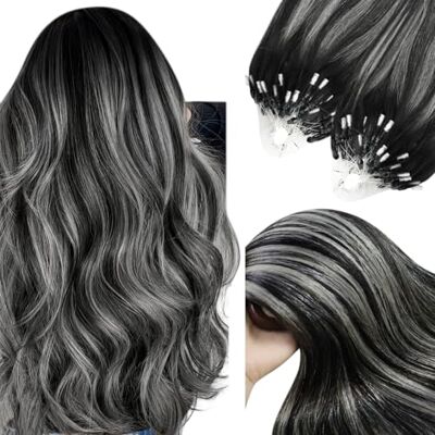 YoungSee Extension Cheveux Micro Ring Ombre 22 Pouces 55 cm Extension Cheveux Humain Anneaux Ombre Noir à Argent Extension Vrai Cheveux a Loops Balayage Extension Cheveux Naturel Easy Loops 50Brin/50G YoungSee Extension Cheveux Micro Ring Ombre 22 Pouces 55 cm Extension Cheveux Humain Anneaux Ombre Noir à Argent Extension Vrai Cheveux a Loops Balayage Extension Cheveux Naturel Easy Loops 50Brin/50G