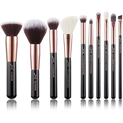 Jessup Lot de 10 pinceaux de maquillage Pour fond de teint, eyeliner, anti-cerne, tampon Fabrication artisanale Poils synthétiques Kit d'outils de maquillage Noir et or rose T156 Jessup Lot de 10 pinceaux de maquillage Pour fond de teint, eyeliner, anti-cerne, tampon Fabrication artisanale Poils synthétiques Kit d'outils de maquillage Noir et or rose T156
