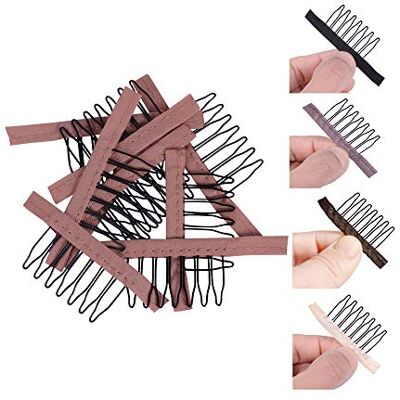 YANTAISIYU 24 pcs/lot Peignes pour perruques Clips de perruque à 7 dents en acier Pince perruque accessoires de perruque (Marron clair) YANTAISIYU 24 pcs/lot Peignes pour perruques Clips de perruque à 7 dents en acier Pince perruque accessoires de perruque (Marron clair)