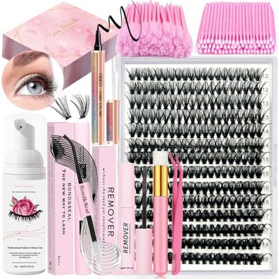 Qiveaory Kit d'extension de cils 280 pièces, 40D, 12 – 18 mm, Cils individuels, avec Lash Bond and Seal, Supprimer les cils, shampooing, pinceaux, faux cils, brosse mini applicator Qiveaory Kit d'extension de cils 280 pièces, 40D, 12 – 18 mm, Cils individuels, avec Lash Bond and Seal, Supprimer les cils, shampooing, pinceaux, faux cils, brosse mini applicator