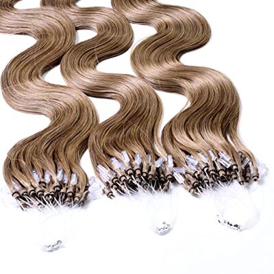 hair2heart 25 x 0.5g Extension cheveux à froid loops 60cm, couleur #14 Blond foncé, ondulé hair2heart 25 x 0.5g Extension cheveux à froid loops 60cm, couleur #14 Blond foncé, ondulé