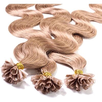 hair2heart Lot de 200 extensions de cheveux humains ondulés, 0,5 g, 40 cm, 8/01 blond clair cendré naturel hair2heart Lot de 200 extensions de cheveux humains ondulés, 0,5 g, 40 cm, 8/01 blond clair cendré naturel