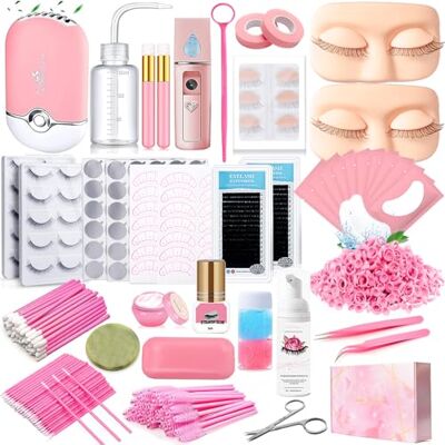 QUKLOGEN Ensemble d'extension de cils pour débutants tête mannequin après remplacement des paupières faux cils pratique bande de cils colle faciale USB ventilateur Pro Set QUKLOGEN Ensemble d'extension de cils pour débutants tête mannequin après remplacement des paupières faux cils pratique bande de cils colle faciale USB ventilateur Pro Set