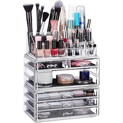 Relaxdays Organiseur de Cosmétiques 6 Tiroirs 22 Casiers Rangement Make-Up Tour à Maquillage Acrylique Transparent Relaxdays Organiseur de Cosmétiques 6 Tiroirs 22 Casiers Rangement Make-Up Tour à Maquillage Acrylique Transparent