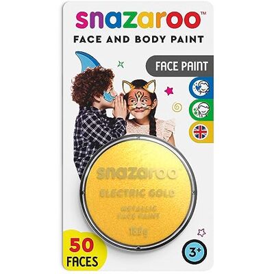 Snazaroo Peinture Pour Visage et les Corps, Maquillage Pour Visage et Déguisement, Pour Enfants et Adults,Fard Blister 18 ML, Couleur Or Electrique Snazaroo Peinture Pour Visage et les Corps, Maquillage Pour Visage et Déguisement, Pour Enfants et Adults,Fard Blister 18 ML, Couleur Or Electrique