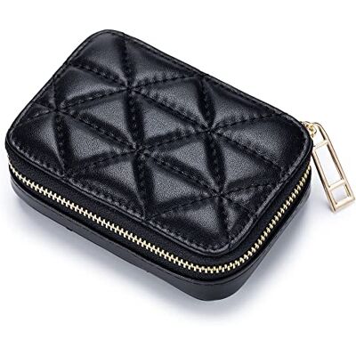 Aileder Trousse de rangement pour rouge à lèvres avec miroir en cuir véritable et fermeture éclair pour femme, Noir Aileder Trousse de rangement pour rouge à lèvres avec miroir en cuir véritable et fermeture éclair pour femme, Noir