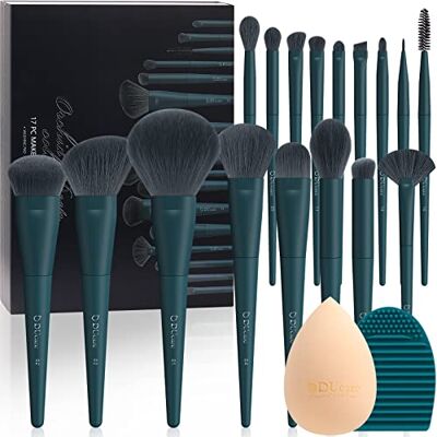 DUcare Lot de 17 pinceaux de maquillage avec tapis de nettoyage et éponge de maquillage professionnel pour le visage, poudre, fard à paupières, crème liquide, boîte cadeau DUcare Lot de 17 pinceaux de maquillage avec tapis de nettoyage et éponge de maquillage professionnel pour le visage, poudre, fard à paupières, crème liquide, boîte cadeau