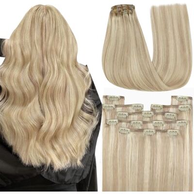 YoungSee Extension Cheveux Naturel Clip Extension a Clip Cheveux Nature Extension Clip Vrai Cheveux Extension a Clip Cheveux Humain Blond Cendre avec Blond Highlight 7pcs 35 Cm YoungSee Extension Cheveux Naturel Clip Extension a Clip Cheveux Nature Extension Clip Vrai Cheveux Extension a Clip Cheveux Humain Blond Cendre avec Blond Highlight 7pcs 35 Cm