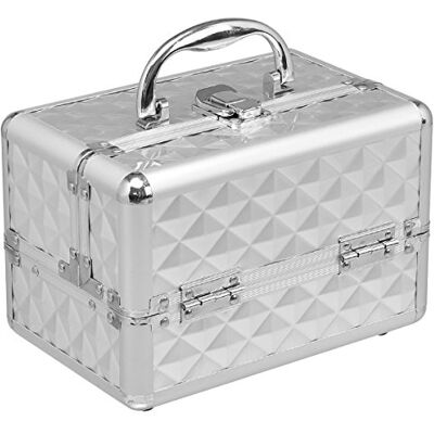 DREAMADE Mallette de Maquillage en Métal Coffret Cosmétique Professionnel avec 3 Étagères et 1 Miroir Coffret Maquillage Femme Complet Portable avec Verrou 23 X 15 X 18 CM Or/Noir/Argent, Argent, 23 x DREAMADE Mallette de Maquillage en Métal Coffret Cosmétique Professionnel avec 3 Étagères et 1 Miroir Coffret Maquillage Femme Complet Portable avec Verrou 23 X 15 X 18 CM Or/Noir/Argent, Argent, 23 x