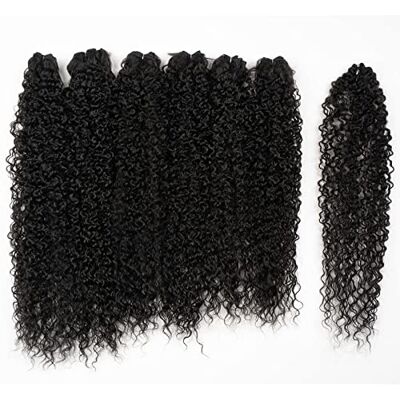 DÉBUT Lot de 7 paquets de cheveux synthétiques afro kinky bouclés 55, 60, 65 cm, 220 g, fibre haute température (55, 60, 65 cm, 1B) DÉBUT Lot de 7 paquets de cheveux synthétiques afro kinky bouclés 55, 60, 65 cm, 220 g, fibre haute température (55, 60, 65 cm, 1B)