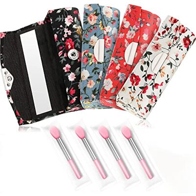 UBRAVE Porte Rouge à lèvres Lot de 4 Étuis et Pinceaux en Silicone Motif Floral Élégant Étuis avec Miroir pour Femme UBRAVE Porte Rouge à lèvres Lot de 4 Étuis et Pinceaux en Silicone Motif Floral Élégant Étuis avec Miroir pour Femme