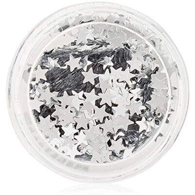 Stargazer Paillettes cosmétiques en forme d’étoiles argentées pour une utilisation sur le visage, corps, cheveux et ongles. Stargazer Paillettes cosmétiques en forme d’étoiles argentées pour une utilisation sur le visage, corps, cheveux et ongles.