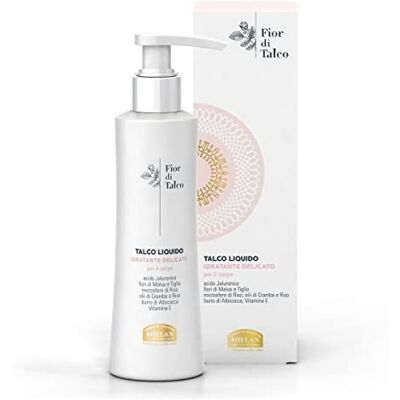 Helan , Fior di Talc, Talc liquide, Crème hydratante pour peau douce et nutritive légère, fraîche, antioxydante, non grasse, enrichie en acide hyaluronique, huiles et vitamine E 200 ml Helan , Fior di Talc, Talc liquide, Crème hydratante pour peau douce et nutritive légère, fraîche, antioxydante, non grasse, enrichie en acide hyaluronique, huiles et vitamine E 200 ml