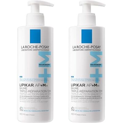 La Roche-Posay Lipikar Baume AP+M Baume Relipidant Triple Réparation Anti-Démangeaisons & Anti-Réapparition Visage et Corps Peau sèche, très sèche et atopique Lot de 2 x 400 ml La Roche-Posay Lipikar Baume AP+M Baume Relipidant Triple Réparation Anti-Démangeaisons & Anti-Réapparition Visage et Corps Peau sèche, très sèche et atopique Lot de 2 x 400 ml