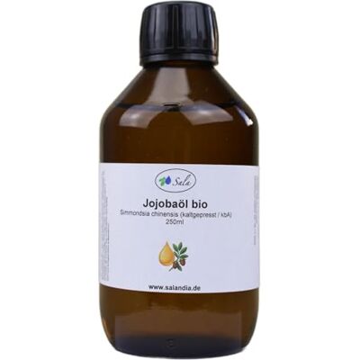 SALA Huile de jojoba pressée à froid bio bouteille en verre 250 ml SALA Huile de jojoba pressée à froid bio bouteille en verre 250 ml